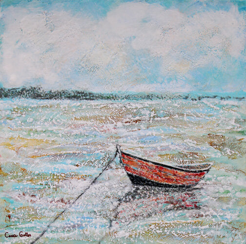 Prints available, original ***SOLD*** Carrie Goller - Solitary, Encaustic / Mixed Media 30x30 - CoCA (Center on Contemporary Art, Seattle) 20/20 Vision Exhibition