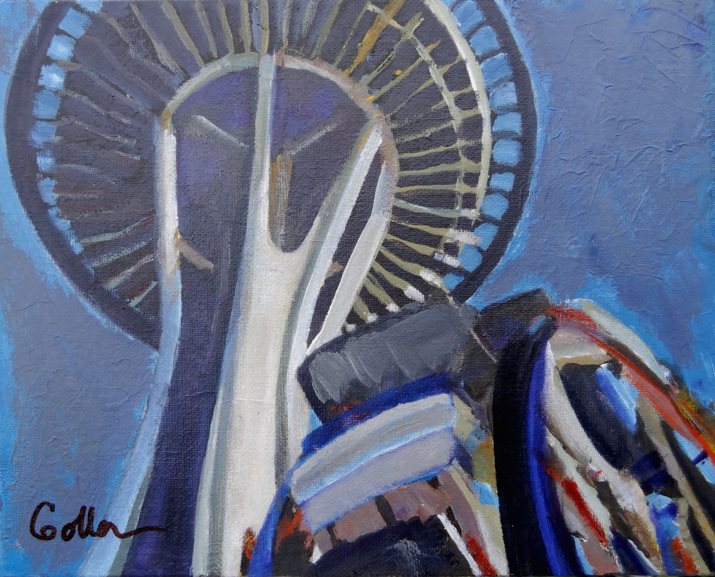 Original ***SOLD*** Space Needle - Mixed Media - 8x10 framed