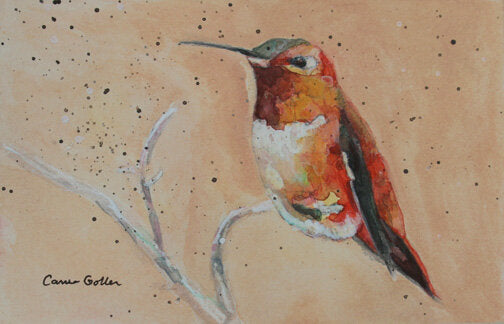 Prints available, original ***SOLD*** Carrie Goller - Spark - 4x6 Watercolor Original Framed