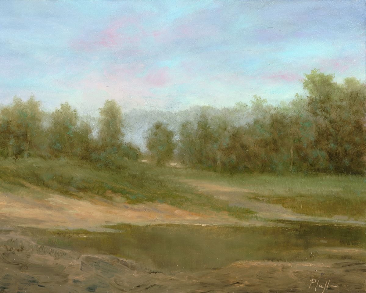 TIM PFEIFFER - Spring Pond, oil on archival wood panel 8x10 (framed) Not currently in gallery. Please request viewing.