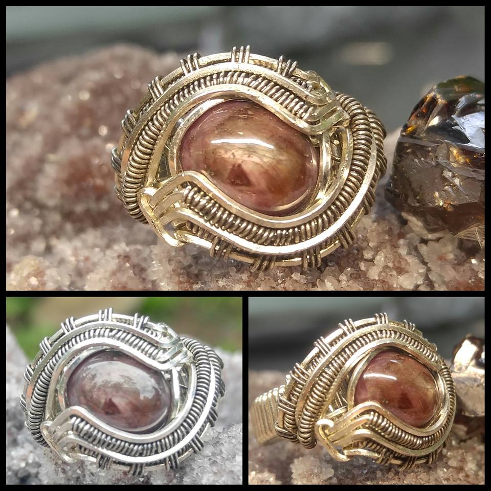 ***SOLD*** CHARLES GOLLER - Star Ruby with sterling wire-wrapped crystal/gemstone ring, size 10.75
