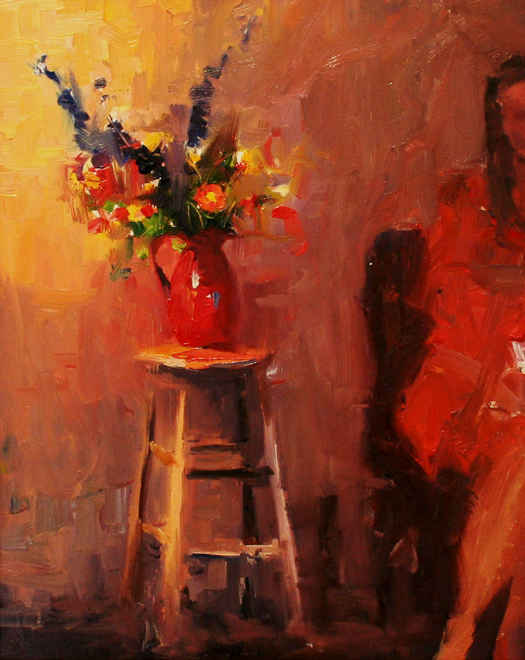 ***SOLD, Prints available*** ROBIN WEISS - Still Life with Girl - Oil - 10x8