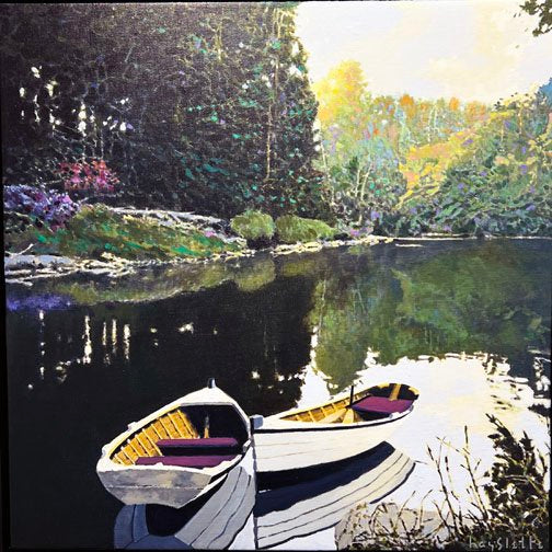 Prints available, original ***SOLD*** MAX HAYSLETTE - Still of The Evening No. 3 Blue, 24x24 HMAC 1919