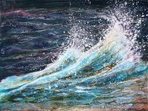 Prints available, original ***SOLD*** Storm Pacifica, encaustic/mixed media 18x24