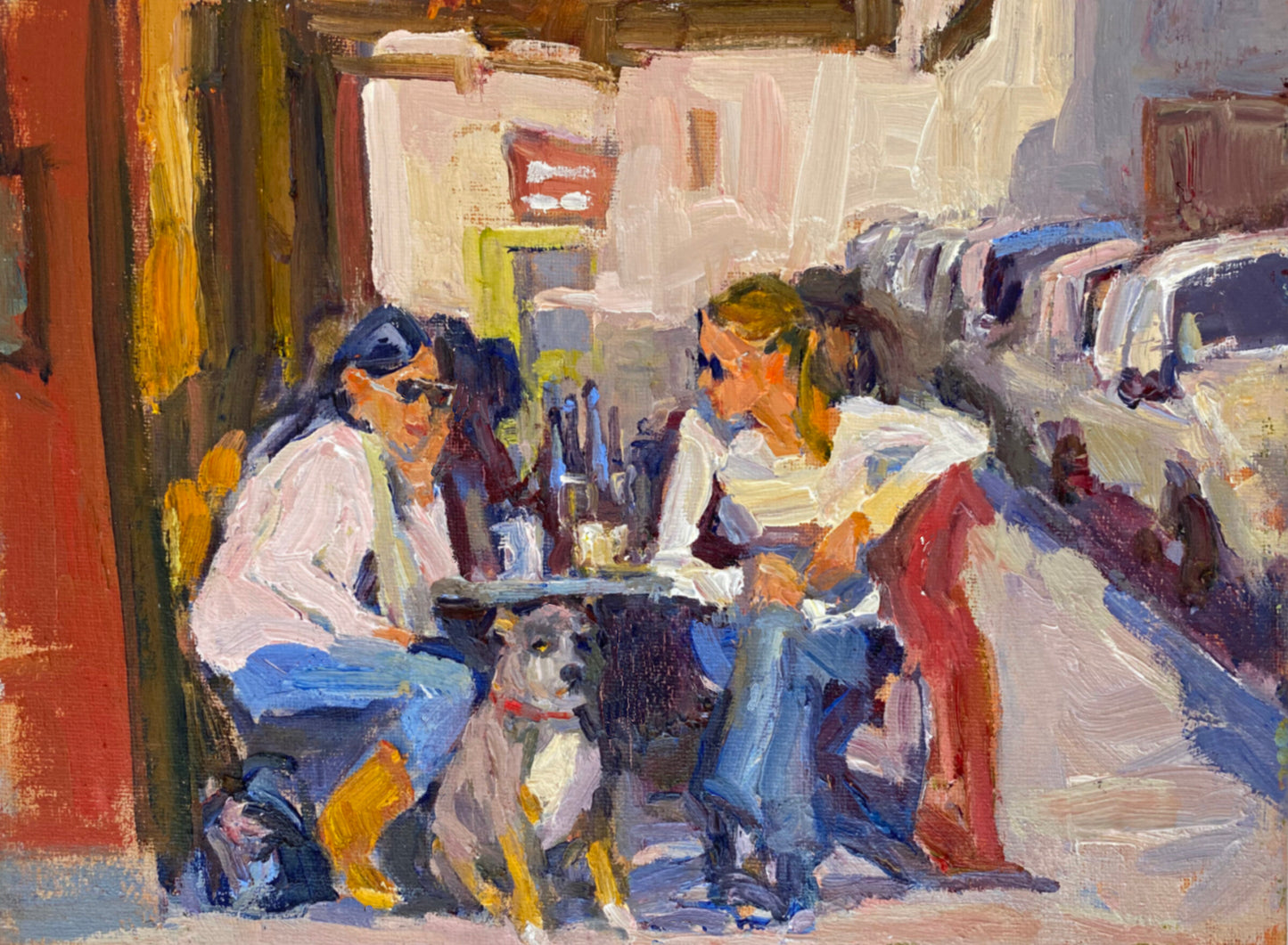 ***SOLD*** JEANNE EDWARDS - Streetside, oil on panel (framed) 9x12