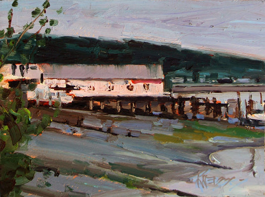 ROBIN WEISS - Suldan's Boat Shed, Port Orchard, WA, plein air, oil 6x8