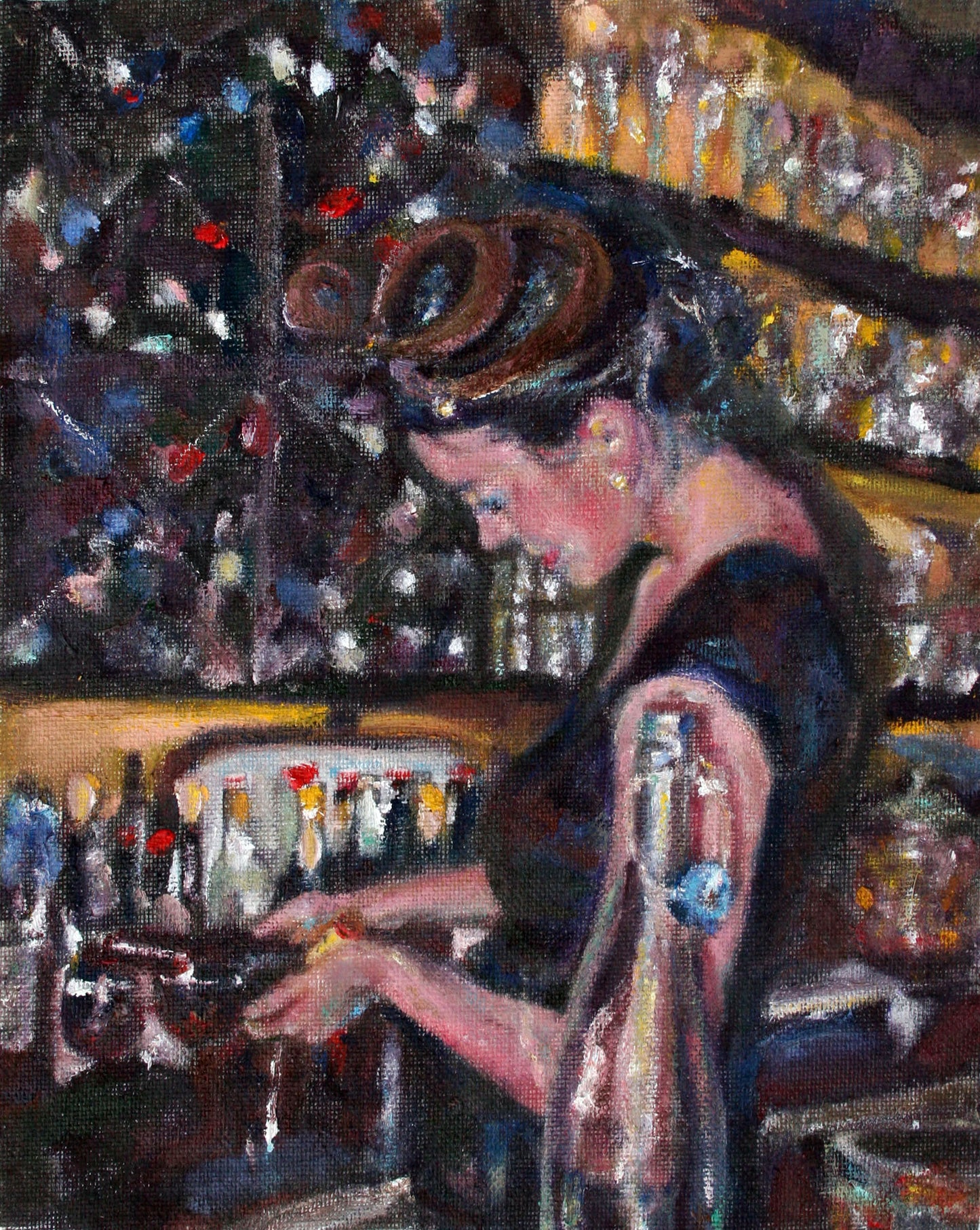 CARRIE GOLLER PRINTS - IMPRESSIONIST - SWAN original oil, 10x8