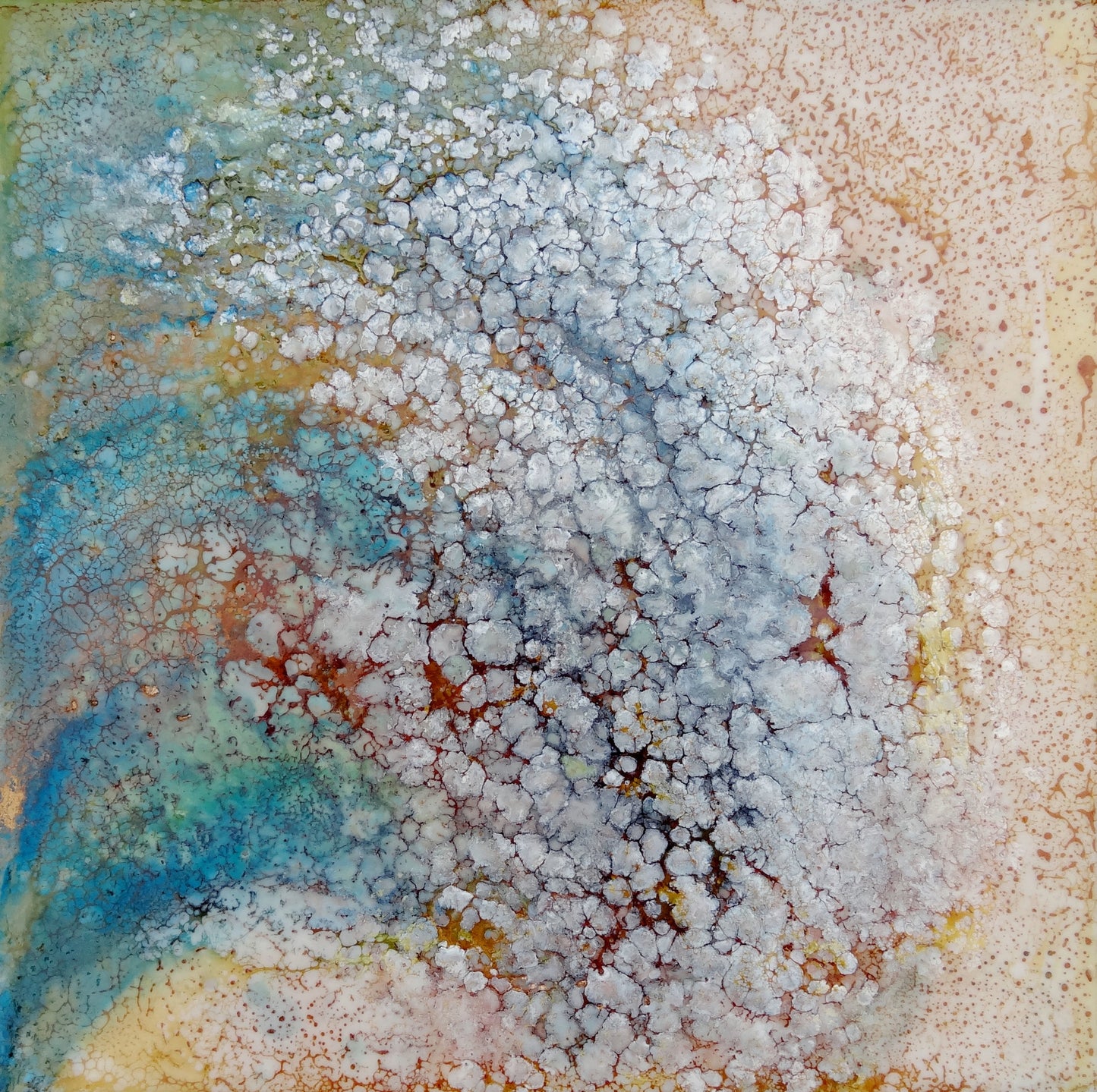 Prints available, original ***SOLD*** Swell VI - Encaustic/Mixed Media 12x12x1