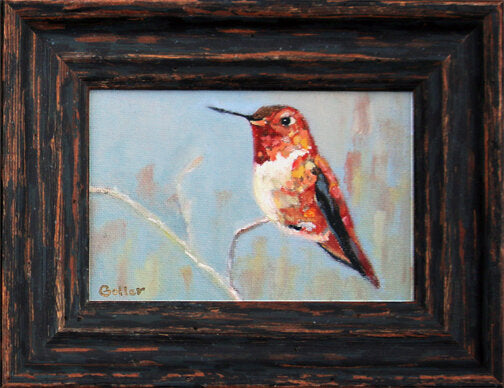 Prints available, original ***SOLD***  Carrie Goller - Tangerine - 4x6 oil, original, framed
