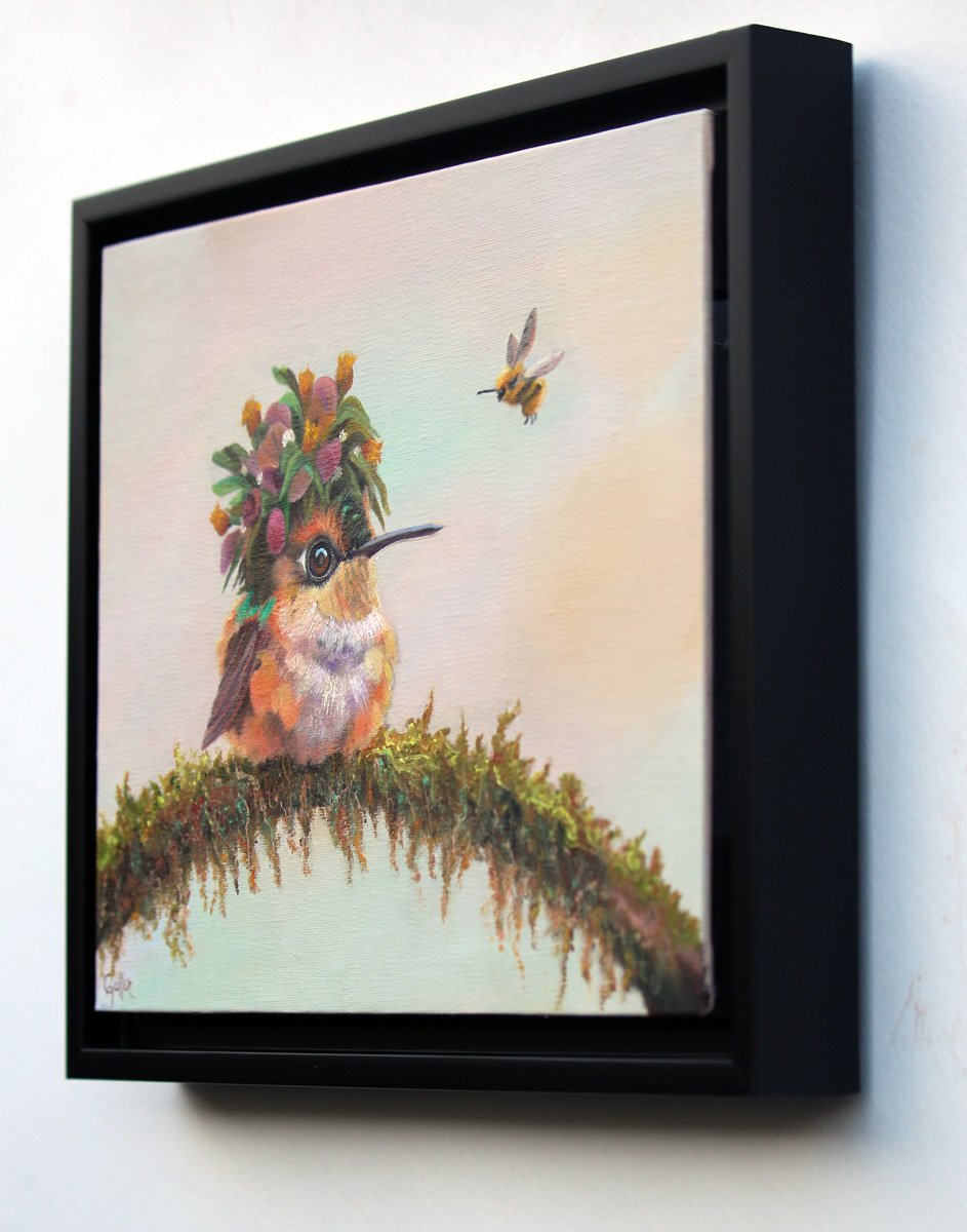 Prints available, original ***SOLD*** CARRIE GOLLER - Tangerine (Floriferous Collection, Hummingbird) Oil 8x10 ***At Jones & Terwilliger Galleries, Carmel, CA please inquire at (831) 626-9100***