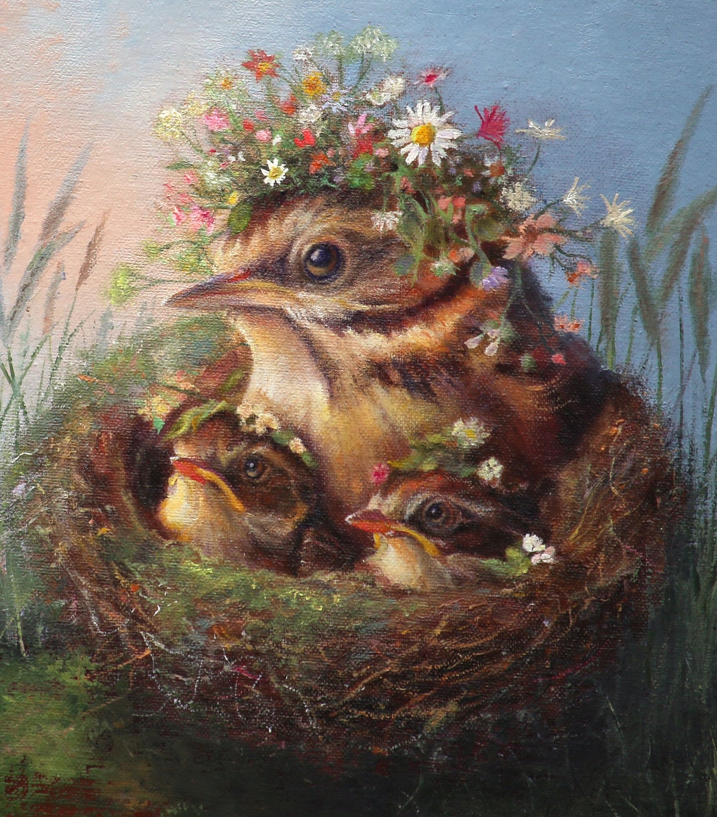 CARRIE GOLLER - Tender (Floriferous Collection), oil 12x12 ***At Rehs Contemporary Galleries, NYC, please inquire at (212) 355-5710***