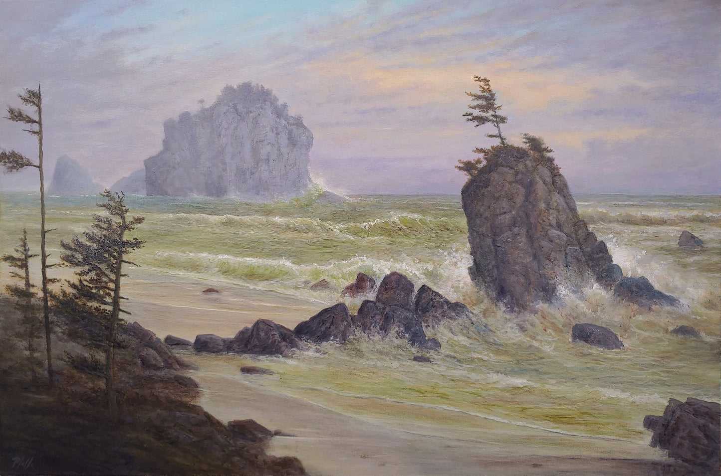 TIM PFEIFFER - The Hogback Near Taholah 20 x 30 oil on canvas