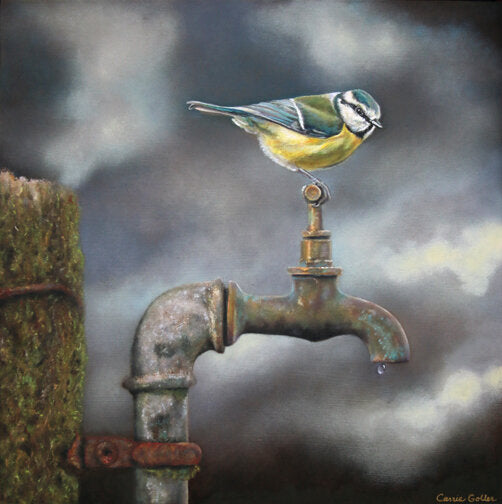 Prints available ****SOLD*** CARRIE GOLLER - The Plumber, oil 16x16