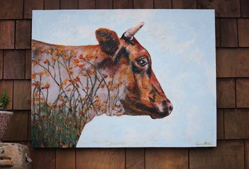 Prints available, original ***SOLD*** Carrie Goller - Theodora, encaustic/mixed media 30x40