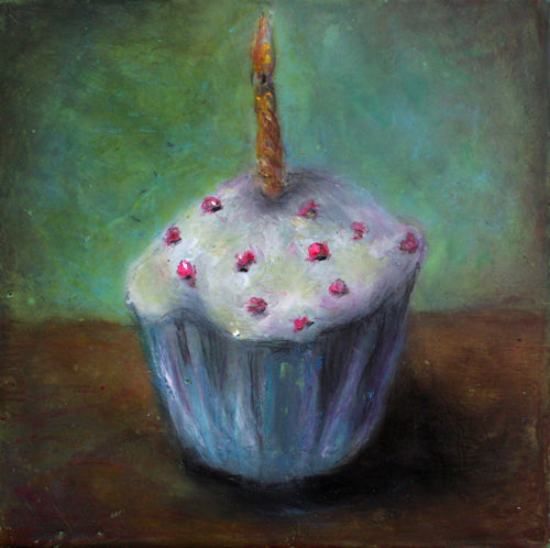 Prints available, original ***SOLD*** Poulsbo Beach Cabin, Idyllic 56 - Encaustic - 5x5 on wood block