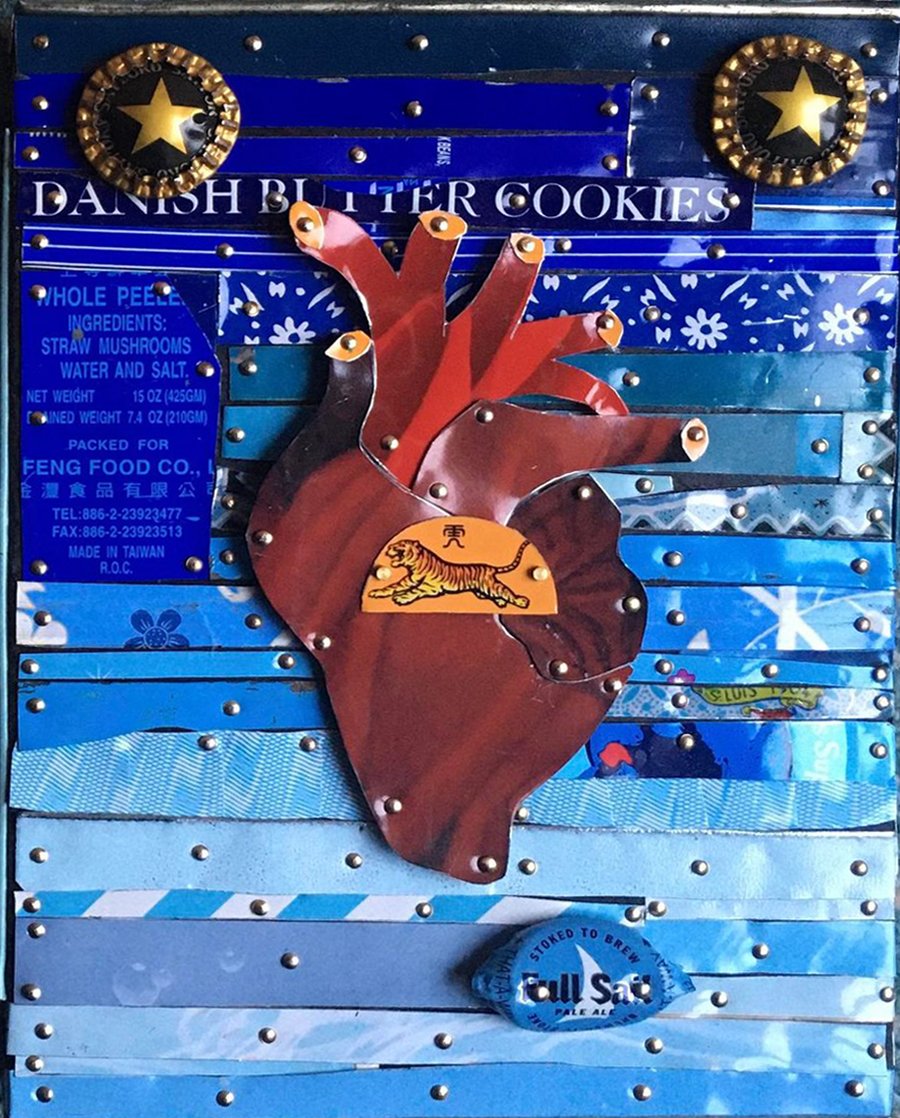 ***SOLD*** Loran Scruggs - Tiger Heart - 8x6, Recycled Tin Art