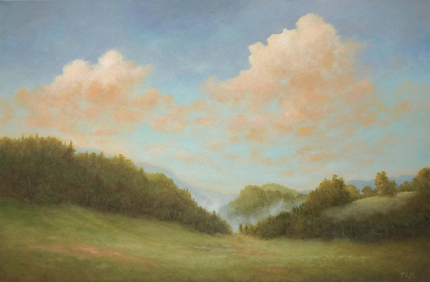 TIM PFEIFFER - To the Valley Below, oil on canvas 30x20 (framed)