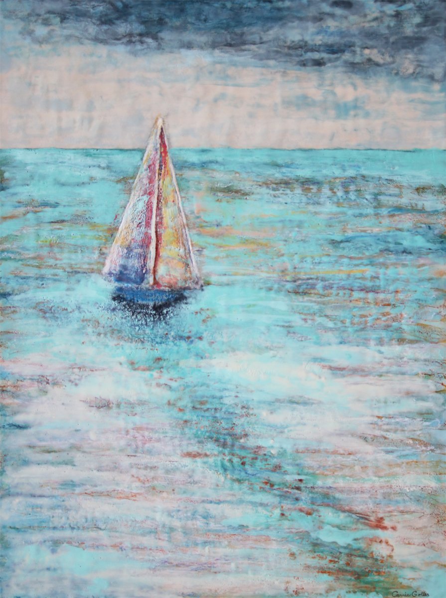 ***SOLD***Carrie Goller - Tranquil III, encaustic/mixed media 48x36
