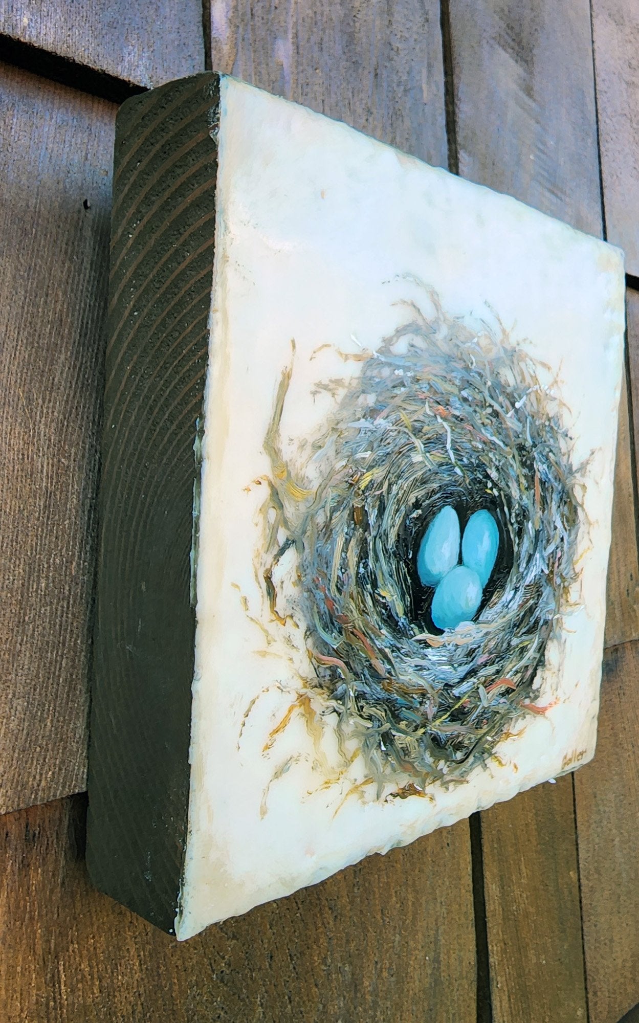 Carrie Goller - Trois III, mixed media: oil on encaustic 7.3x7.3
