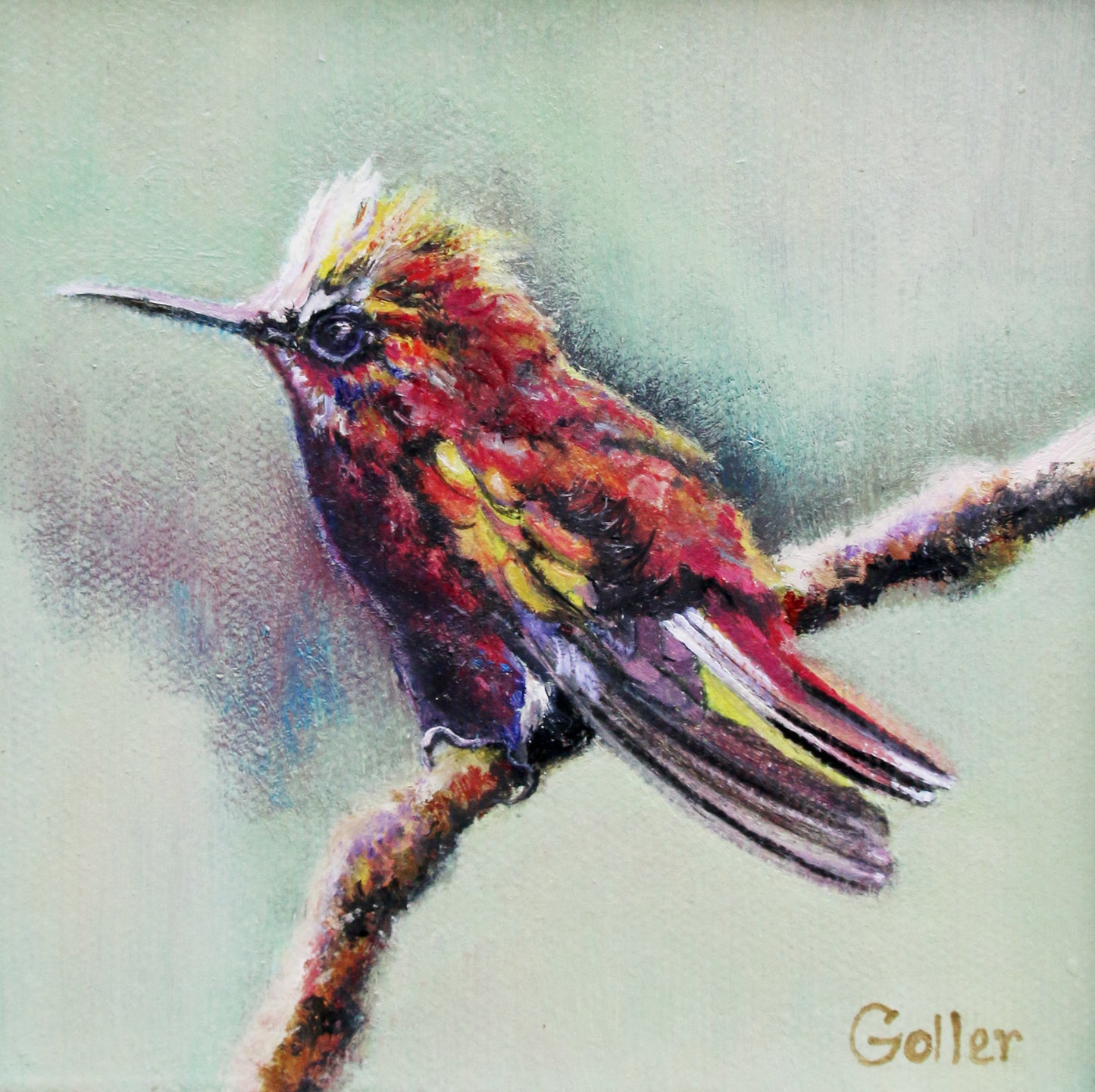 Prints available, original ***SOLD*** CARRIE GOLLER - Tropique oil, 5x5
