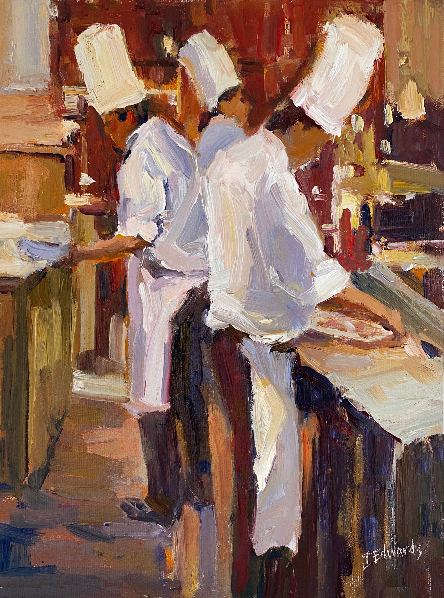 Prints available, original ***SOLD*** JEANNE EDWARDS -
Tuta Bella, oil on panel (framed) 9x12