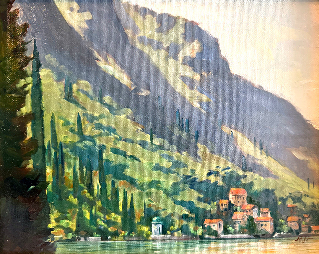 MAURY WEISS - Varenna Lake Como Italy, Original Plein Air Oil on Panel, 8x10