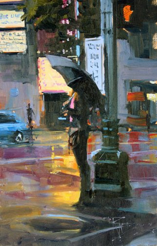 ROBIN WEISS - Waiting for Uber, Seattle plein air 11x7