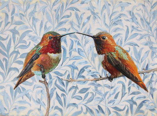 Prints available, original ***SOLD*** Carrie Goller - WallFlowers, encaustic/mixed media 13x17.5