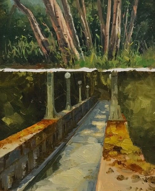 MAURY WEISS - Washington Arboretum, Original Plein Air Oil on Panel, 8x10