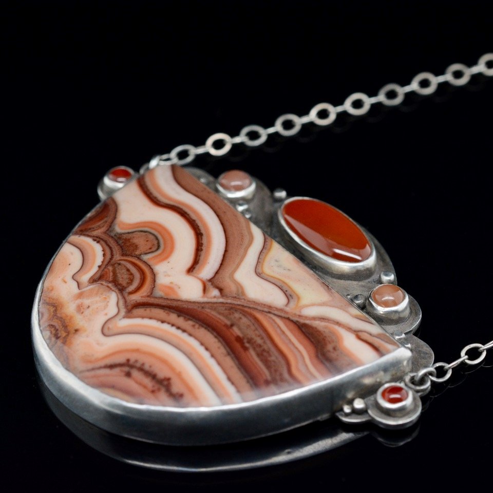 Jody Lyle - Wave Dolomite Overlay Necklace, Sterling Silver