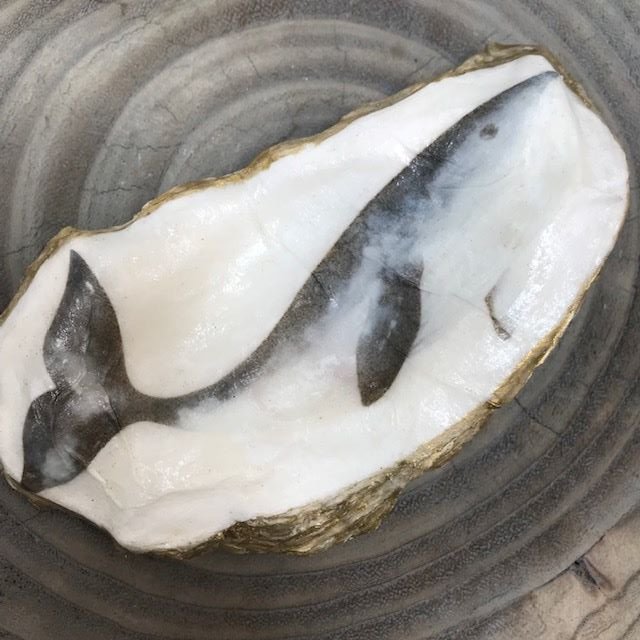 ***SOLD***Hood Canal Seashell - Oyster shell with 18k Gold Trim - Carrie Goller