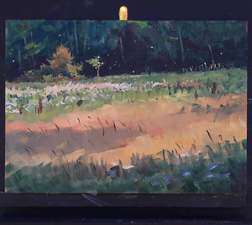 MAURY WEISS - Whidbey Field, Original Plein Air Oil on Panel, 5x7