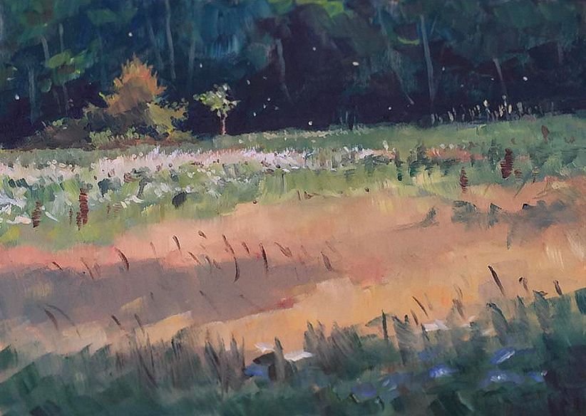 MAURY WEISS - Whidbey Field, Original Plein Air Oil on Panel, 5x7