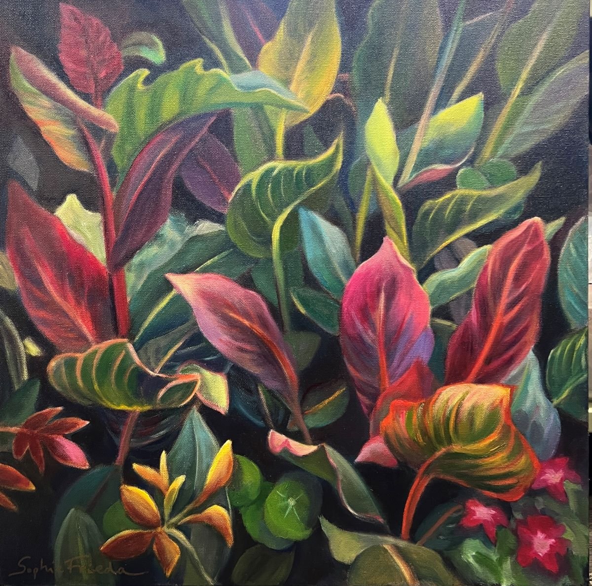 SOPHIE FRIEDA - Whimsy, Oil on canvas, 21.5 x 21.5 (Framed)