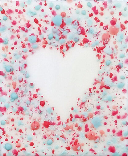 ***SOLD*** Carrie Goller - White Confetti Heart, encaustic 3.5x3.5