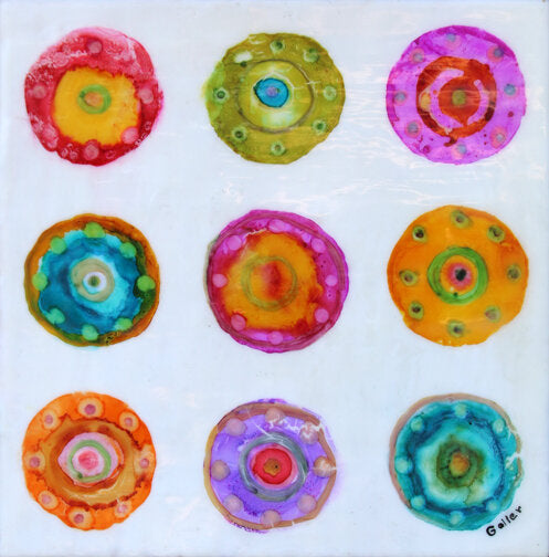 Prints available, original ***SOLD*** CARRIE GOLLER - Wild X, encaustic/mixed media 11x11