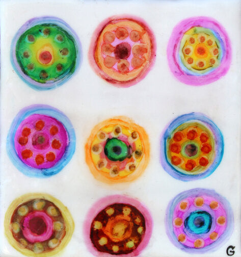 Prints available, original ***SOLD*** CARRIE GOLLER - Wild XI, encaustic/mixed media 5x5.25