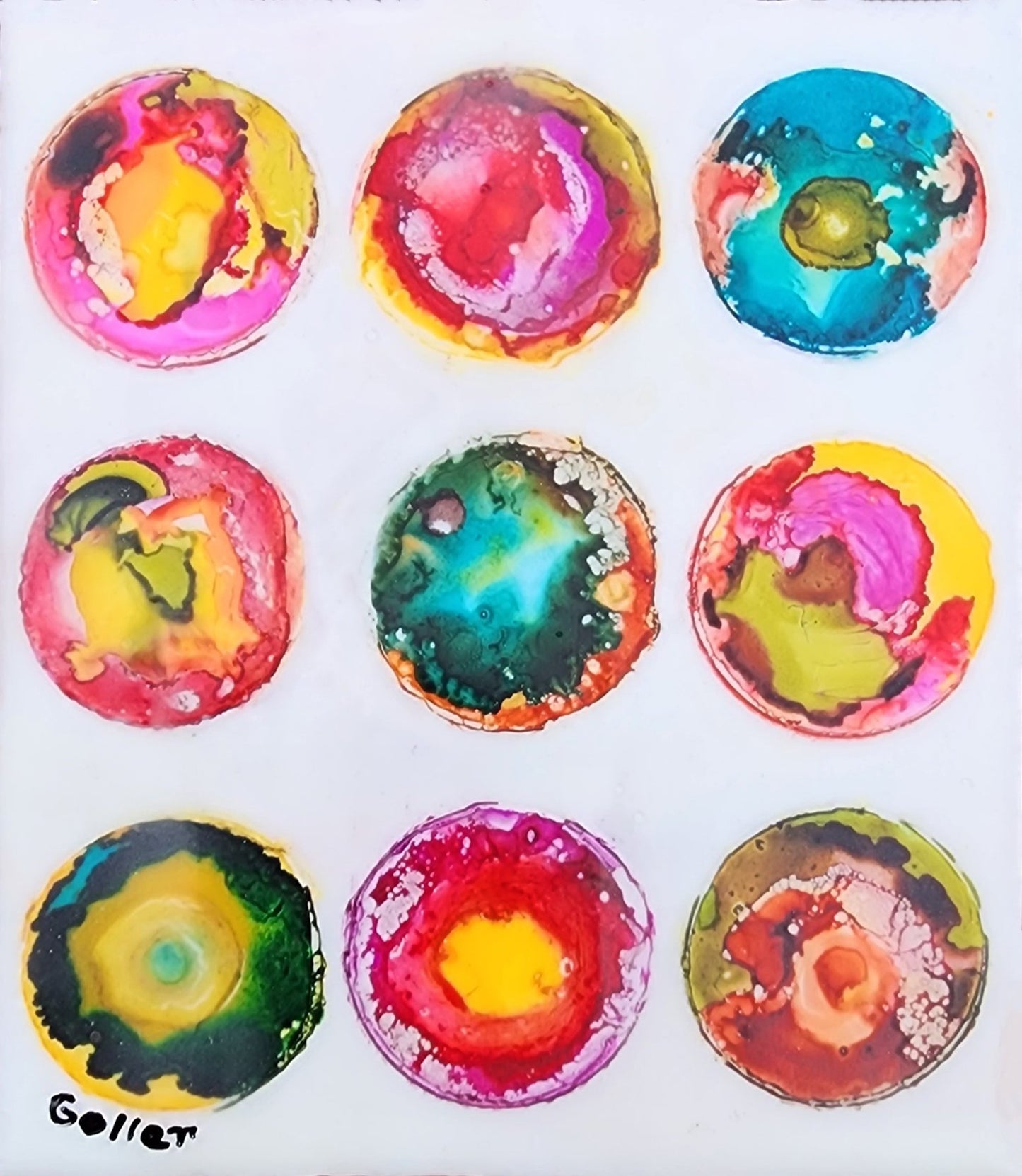 ***SOLD***CARRIE GOLLER - Wild XIV mini, encaustic/mixed media 5.25x4.75