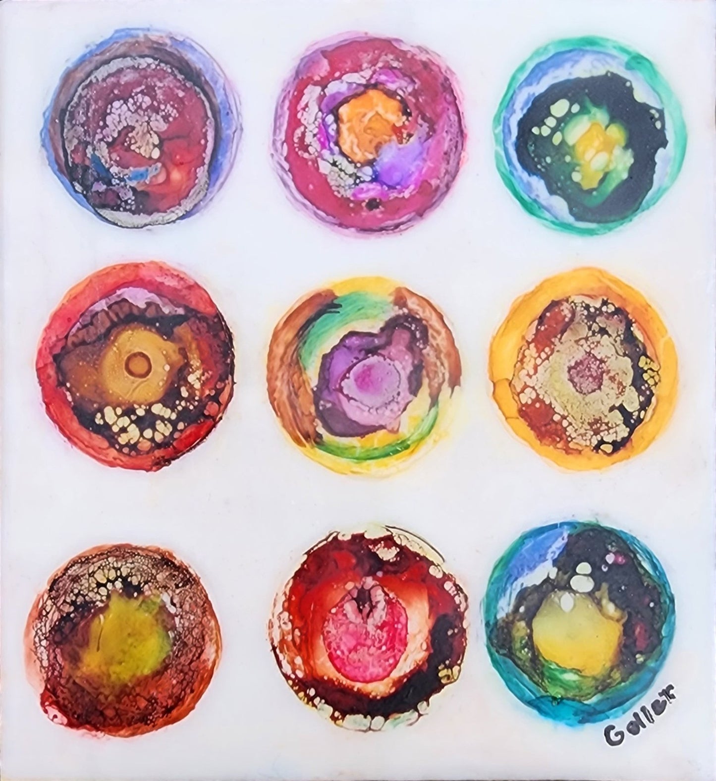 Prints available, original ***SOLD*** CARRIE GOLLER - Wild XV mini, encaustic/mixed media 5.5x5