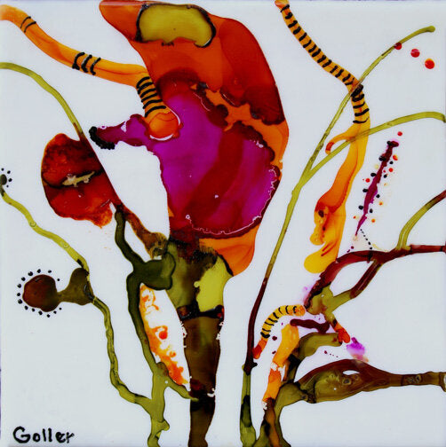 ***SOLD*** CARRIE GOLLER - Wild II, encaustic/mixed media  7x7