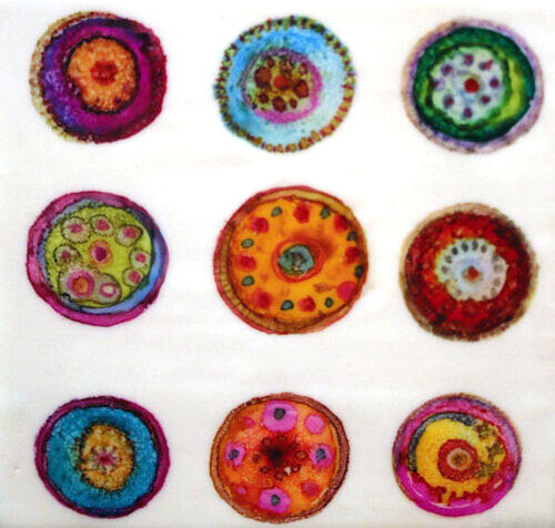 ***SOLD*** CARRIE GOLLER - Wild IX, encaustic/mixed media 7x7