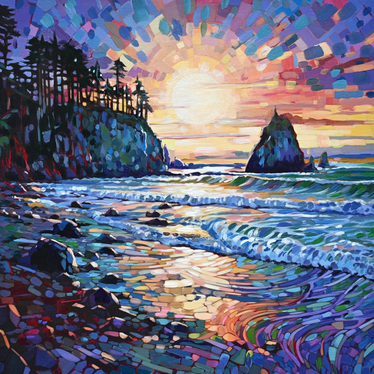 ***SOLD*** JANDI SMALL - Wild West Coast Wonderland, Oil on Canvas and Wood Panel, 20x20; Prints available