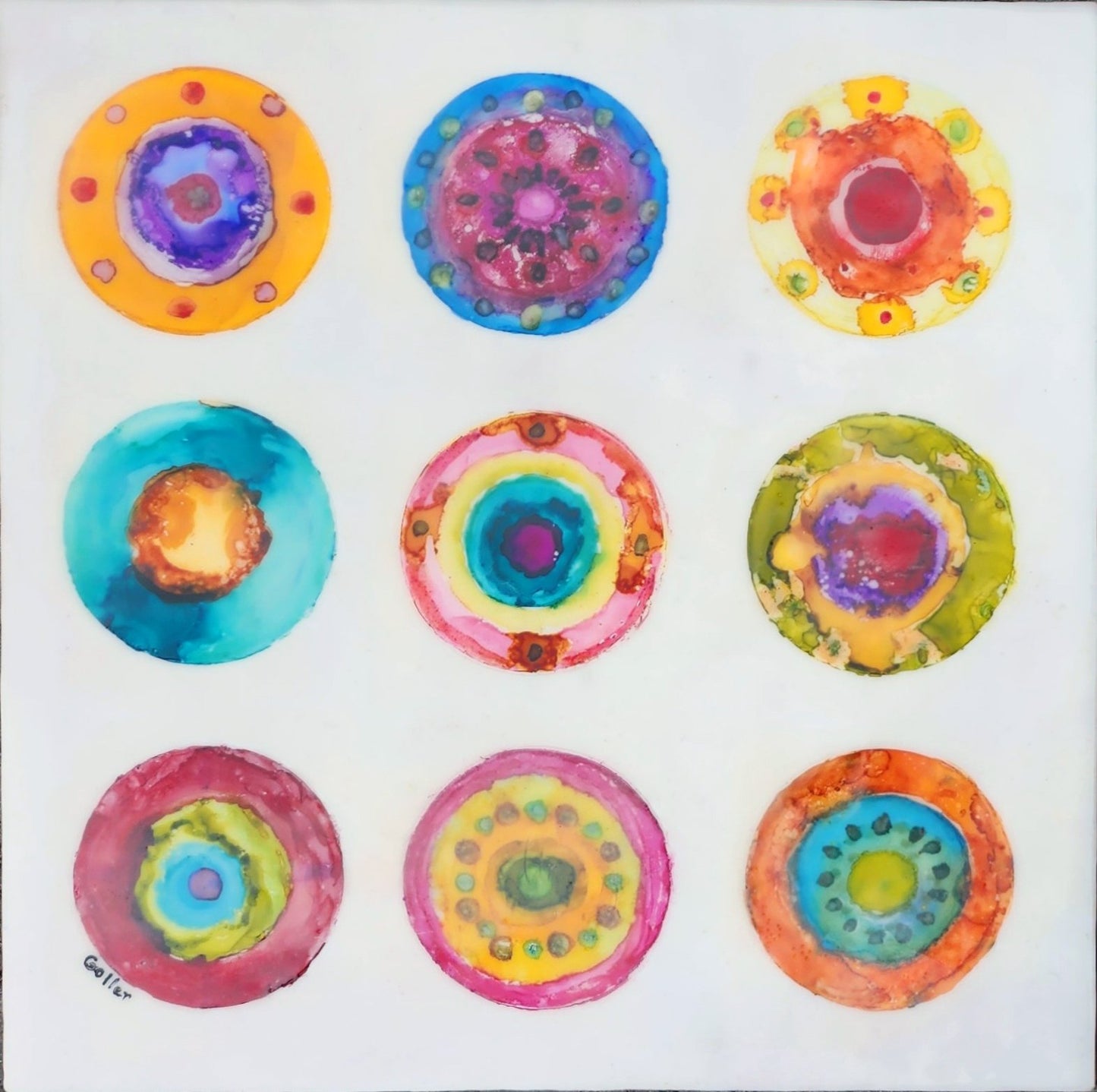 Prints available, original ***SOLD*** CARRIE GOLLER - Wild XIV, encaustic/mixed media 11x11