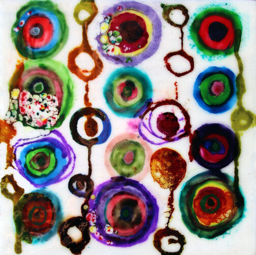 Prints available, original ***SOLD*** CARRIE GOLLER - Wild VI, encaustic/mixed media 7x7