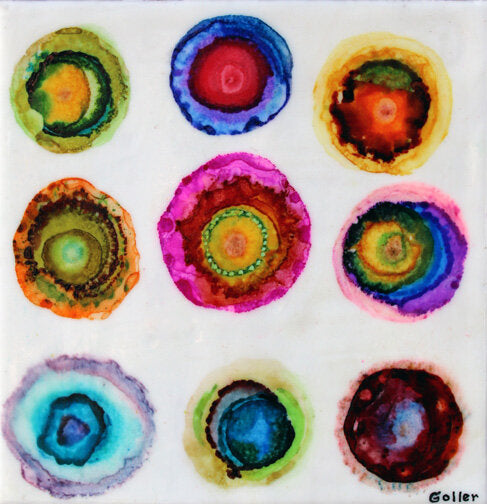 ***SOLD*** CARRIE GOLLER - Wild VII, encaustic/mixed media 9x9
