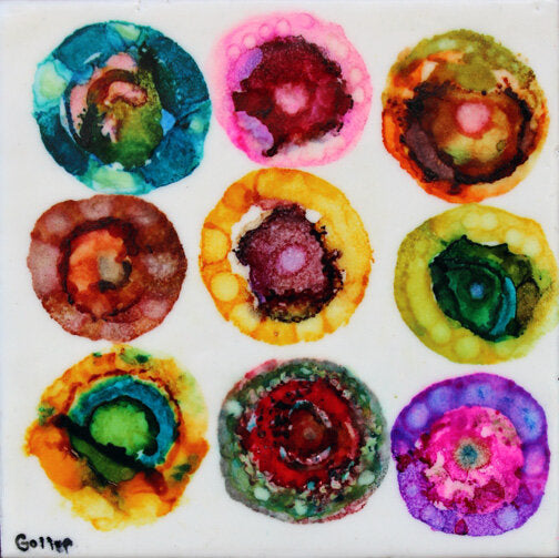 ***SOLD*** CARRIE GOLLER - Wild VIII, encaustic/mixed media 7x7