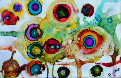 Prints available, original ***SOLD*** CARRIE GOLLER - Wild, encaustic/mixed media 5.5x8.5