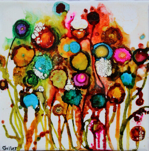 Prints available, original ***SOLD*** CARRIE GOLLER - Wildness III, encaustic/mixed media 9x9