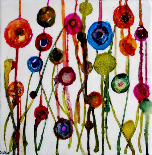 Prints available, original ***SOLD*** CARRIE GOLLER - Wildness V, encaustic/mixed media 9x9