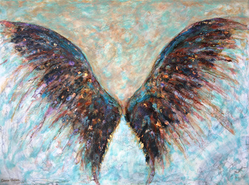 Prints available, original ***SOLD*** CARRIE GOLLER - Flight, encaustic/mixed media 30x40